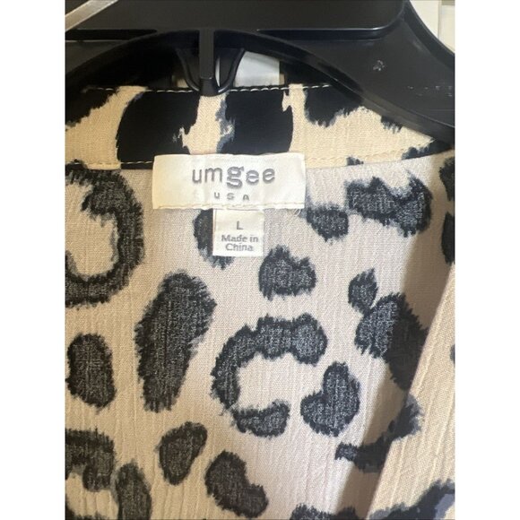 UMGEE Top Womens Large Multicolor Mix Leopard Print Ruffle Sleeves Blouse - Picture 5 of 10